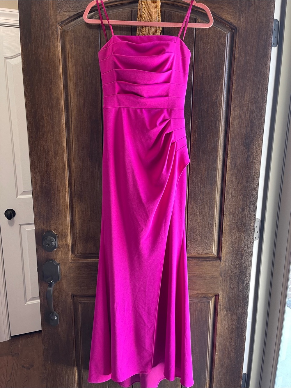 Xscape Fuchsia Spaghetti-Strap Maxi Dress